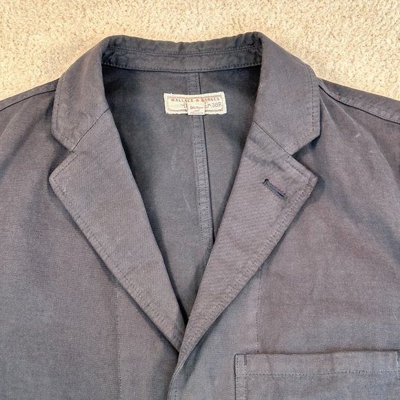 Wallace and Barnes Chore Blazer Slim Fit Cotton Linen Blend Navy Blue Size - Picture 6 of 12